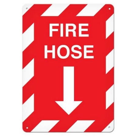 Fire Safety Sign, Fire Hose with Down Arrow