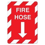 Fire Safety Sign Fire Hose with Down Arrow