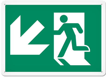 Fire Safety Sign, Picto, Exit Down Left