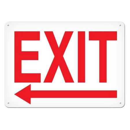 Fire Safety Sign, Exit with Left Arrow