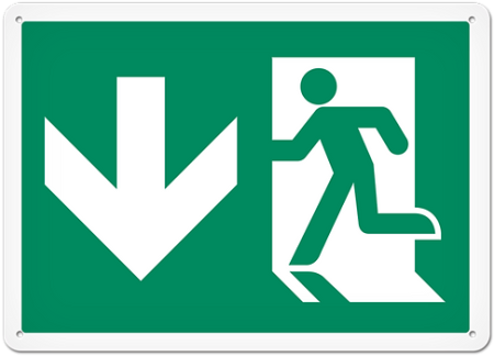 Fire Safety Sign, Picto, Exit Down