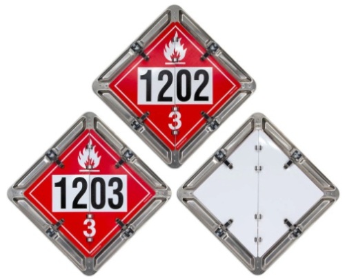 Flip Placard Fuel Class 3 UN 1202 and 1203 with Blank