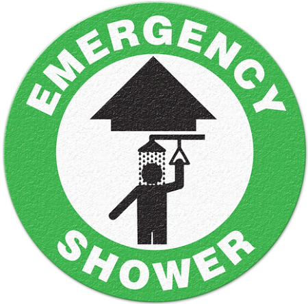 Floor Safety Message Sign, Emergency Shower