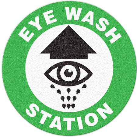 Floor Safety Message Sign, Eye Wash Station