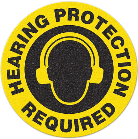 Floor Safety Message Sign, Hearing Protection Required