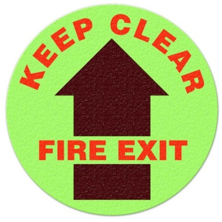 Floor Safety Message Sign, Keep Clear Fire Exit Glow Floor Sign