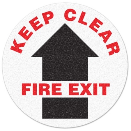 Floor Safety Message Sign, Keep Clear Fire Exit