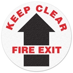 Floor Safety Message Sign, Keep Clear Fire Exit