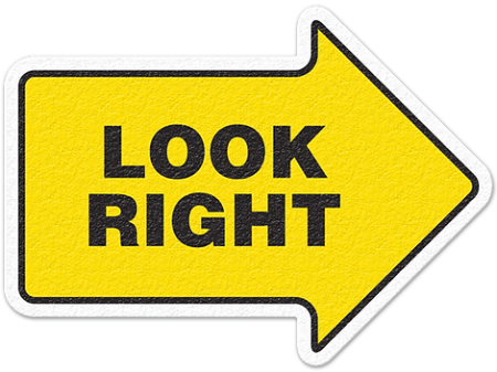Floor Safety Message Sign, Look Right