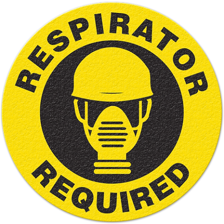 Floor Safety Message Sign, Respirator Required