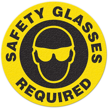 Floor Safety Message Sign, Safety Glasses Required