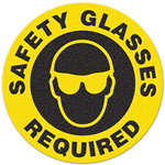 Floor Safety Message Sign, Safety Glasses Required