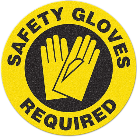 Floor Safety Message Sign, Safety Gloves Required