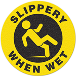 Floor Safety Message Sign, Slippery When Wet