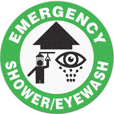 Floor Safety Message Sign, Emergency Shower Eyewash