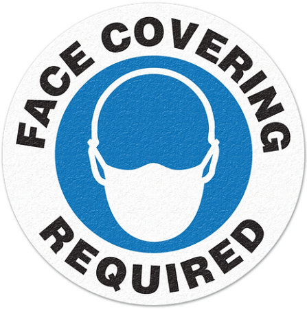 Floor Safety Message Sign, Face Cover Required