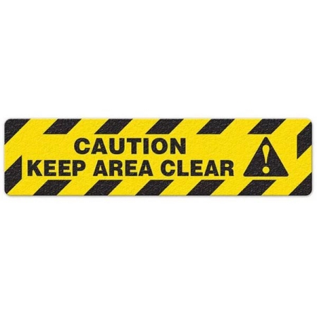 Floor Safety Message Sign, Caution Keep Area Clear, 6pk