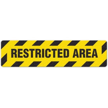 Floor Safety Message Sign, Restricted Area, 6pk