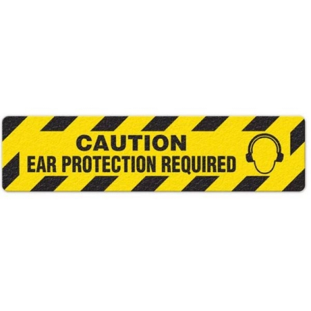 Floor Safety Message Sign, Caution Ear Protection Required