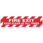 Floor Safety Message Sign, Fire Exit Keep Clear At All Times, 6pk