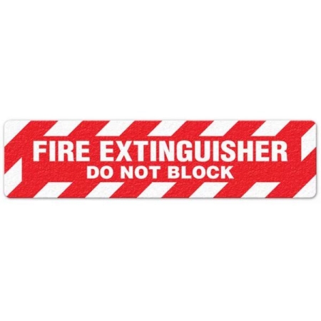 Floor Safety Message Sign, Fire Extinguisher Do Not Block, 6pk