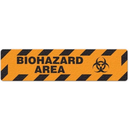Floor Safety Message Sign, Biohazard Area, 6pk
