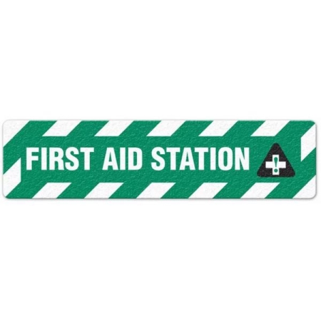 Floor Safety Message Sign, First Aid Station, 6pk