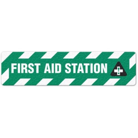 Floor Safety Message Sign, First Aid Station, 6pk