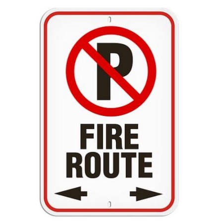 Parking Lot Sign, No Parking Fire Route