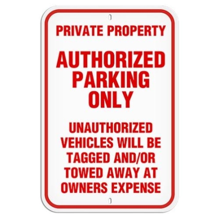 Parking Lot Sign Authorized Parking Only