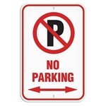 Parking Lot Sign, No Parking with Left Right Arrows