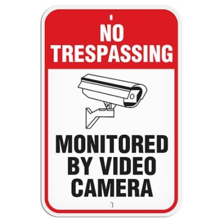 Parking Lot Sign, No Trespassing Monitored By Video Camera
