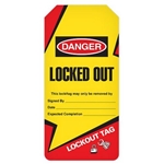 Safety Tags On-A-Roll, Locked Out w/Lightning Bolt