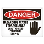 OSHA Safety Sign, Danger Hazardous Waste Storage Area