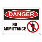 OSHA Safety Sign, Danger No Admittance