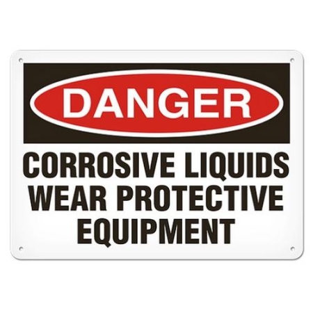 OSHA Safety Sign, Danger Corrosive Liquids Wear Protective Equipment
