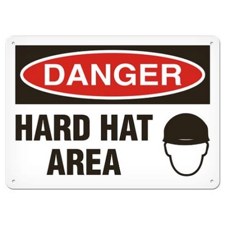 OSHA Safety Sign, Danger Hard Hat Area