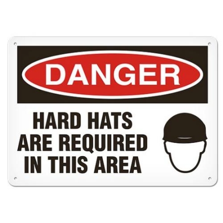 OSHA Safety Sign, Danger Hard Hats Are Required In This Area