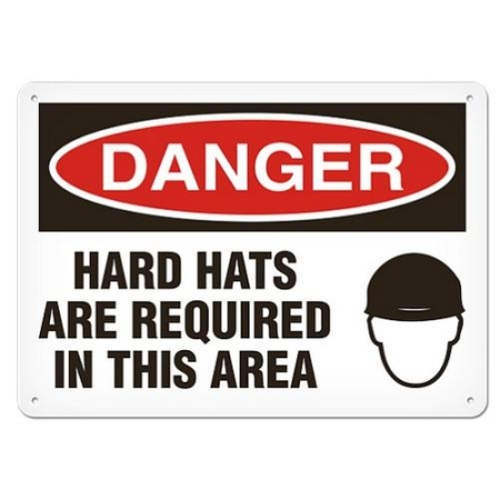 OSHA Safety Sign Danger Hard Hats Are Required In This Area