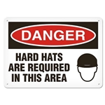 OSHA Safety Sign, Danger Hard Hats Are Required In This Area