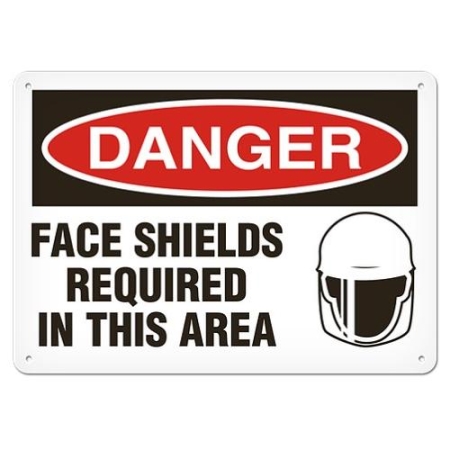 OSHA Safety Sign, Danger Face Shields Required In This Area