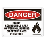 OSHA Safety Sign Danger Highly Combustible Area