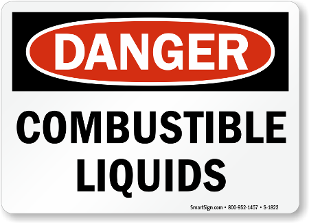 OSHA Safety Sign Danger Combustible Liquids