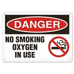 OSHA Safety Sign, Danger No Smoking Oxygen In Use