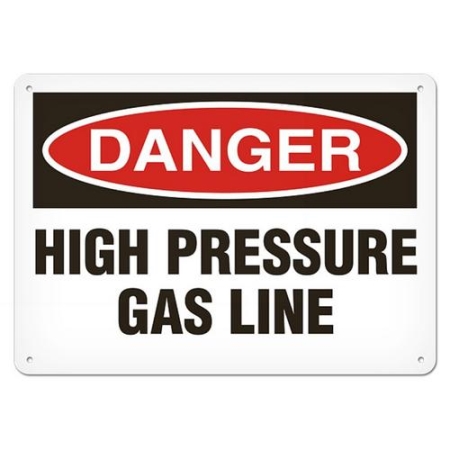OSHA Safety Sign, Danger High Pressure Gas Line