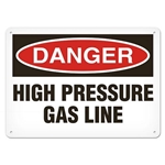 OSHA Safety Sign, Danger High Pressure Gas Line
