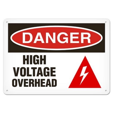 OSHA Safety Sign Danger High Voltage Overhead