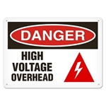 OSHA Safety Sign, Danger High Voltage Overhead