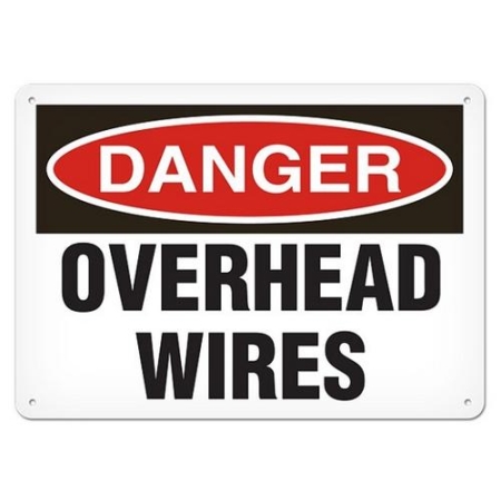 OSHA Safety Sign, Danger Overhead Wires
