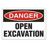 OSHA Safety Sign, Danger Open Excavation